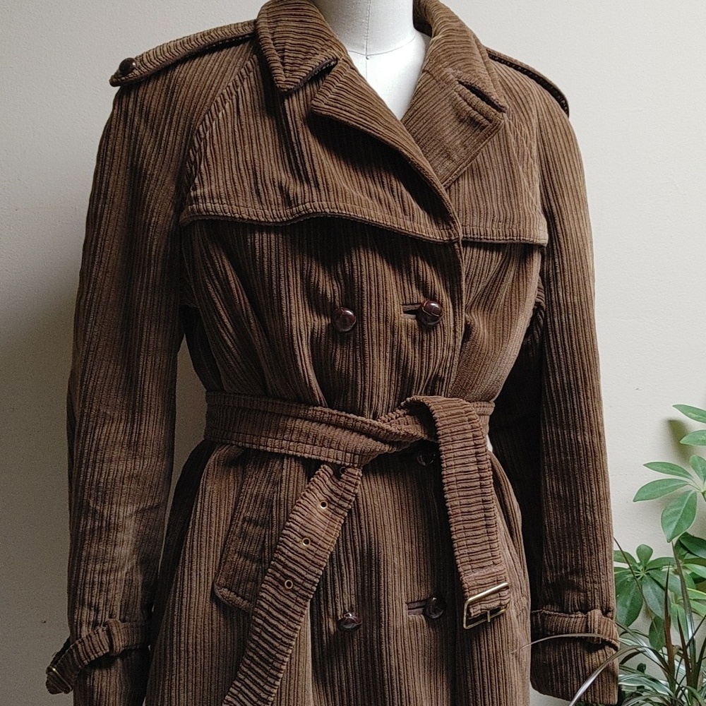 Vintage Corduroy Short Trench Coat - Picture 5 of 17